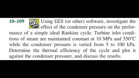 Using EES (or other) software, investigate the effect of the condenser pressure on the performance
