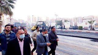 اللواء هشام آمنه محافظ البحيرة يتفقد أعمال رصف منطقة محيط النادي الاجتماعي بدمنهور