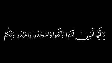{يا أيها الذين آمنوا اركعوا واسجدوا واعبدوا ربكم وافعلوا الخير لعلكم تفلحون} القارئ عبدالرحمن مسعد