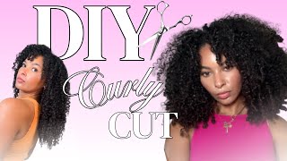 How To: Curly Cut At Home For Volume on 3B/3C Curls ★ DIY Dry Curly Cut Long Hair