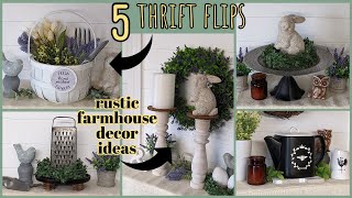 ⭐5 RUSTIC FARMHOUSE THRIFT FLIPS!!~Easy Faux Rust~Whitewash Candlesticks~Reverse Vinyl Teapot