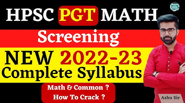HPSC PGT MATH Screening SYLLABUS 2022-2023 | HPSC pgt Syllabus Pdf