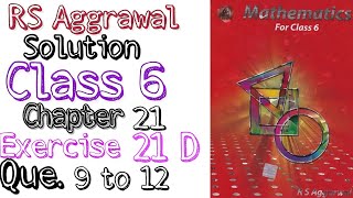 Rs Aggarwal Class 6 Exercise 21D Question number 9,10,11,12 | Concept of Perimeter and Area | MD Sir