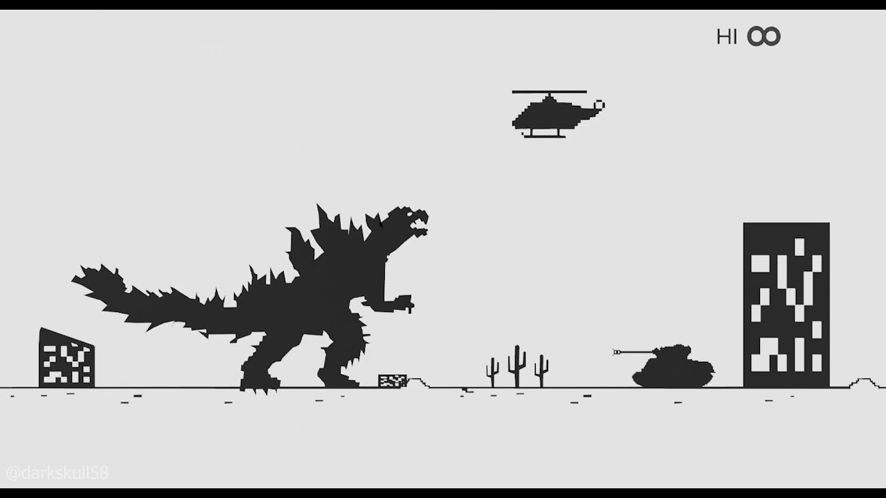 Chrome running dinosaur. T-rex dino game extended version. Part 2 