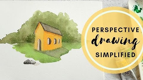 How to draw a house? Two point perspective drawing for beginners. Easy watercolor painting.