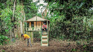 Camping Hujan Deras ‼️ Membangun Shelter  Bambu Sederhana di Tengah Hutan