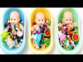3 Minutes Satisfying with Full of 3 Rainbow BathTubs Candy with M&M's & Magic Slime Cutting Video