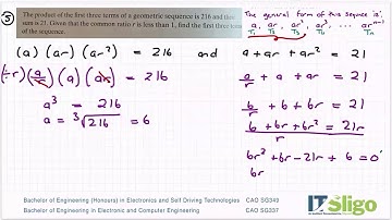 Geometric Sequence and Series Example 5 Leaving Cert Higher Level Maths