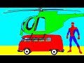 Learning Colors Video for Children Helicopters on Bus &amp; Cars Toys for Kids Superheroes for Babies