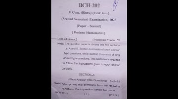 Business Mathematics Question paper (B.com Hons.- 2nd semester) #pyqs #exampaper