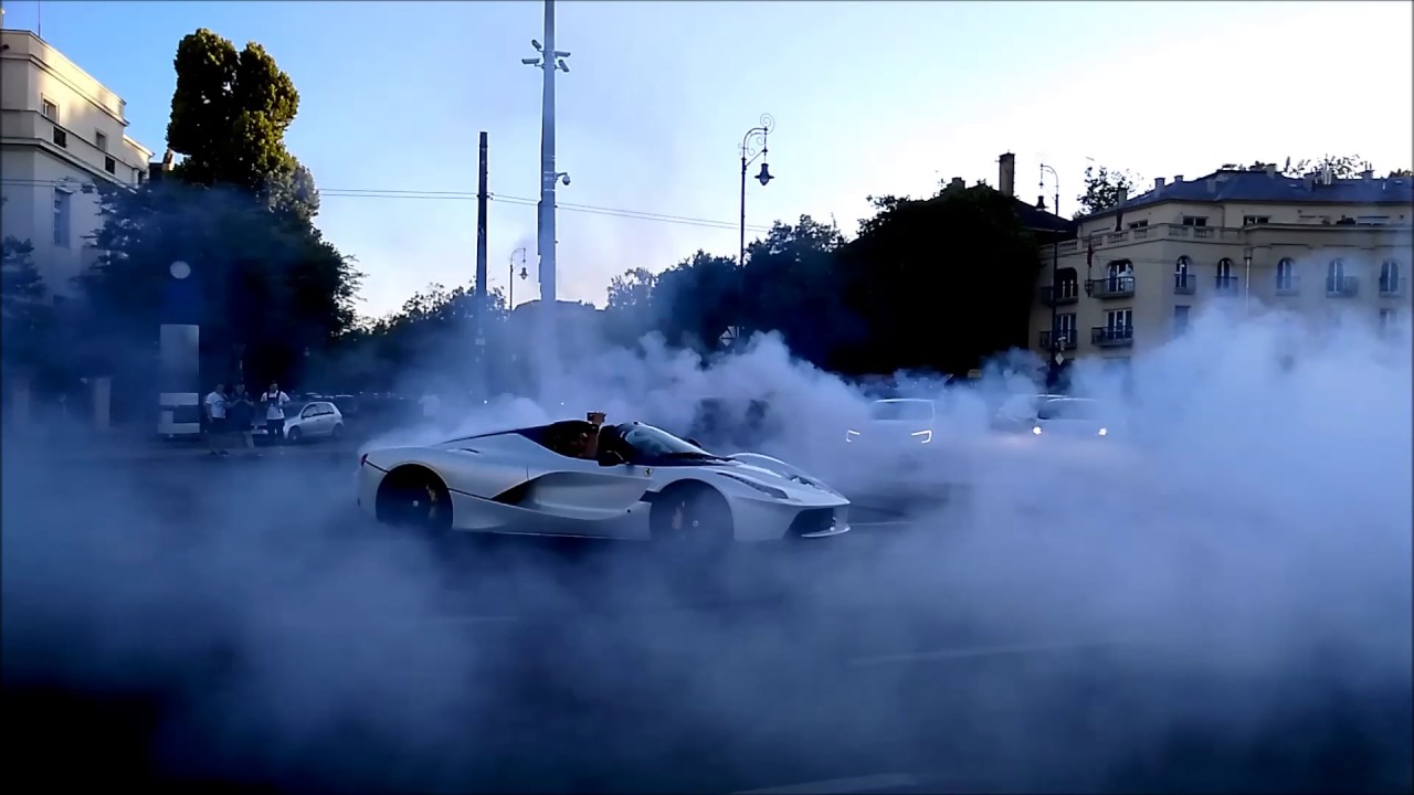 Josh Cartu's Ferrari Laferrari Aperta donuts in Budapest