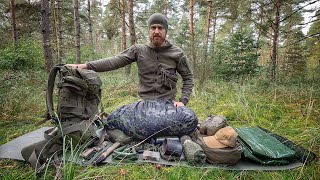 Loadout Militärausrüstung für Biwak Overnighter Bushcraft und Survival