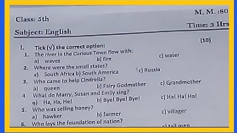 #PSEB#Class -5 English model test paper September 2022