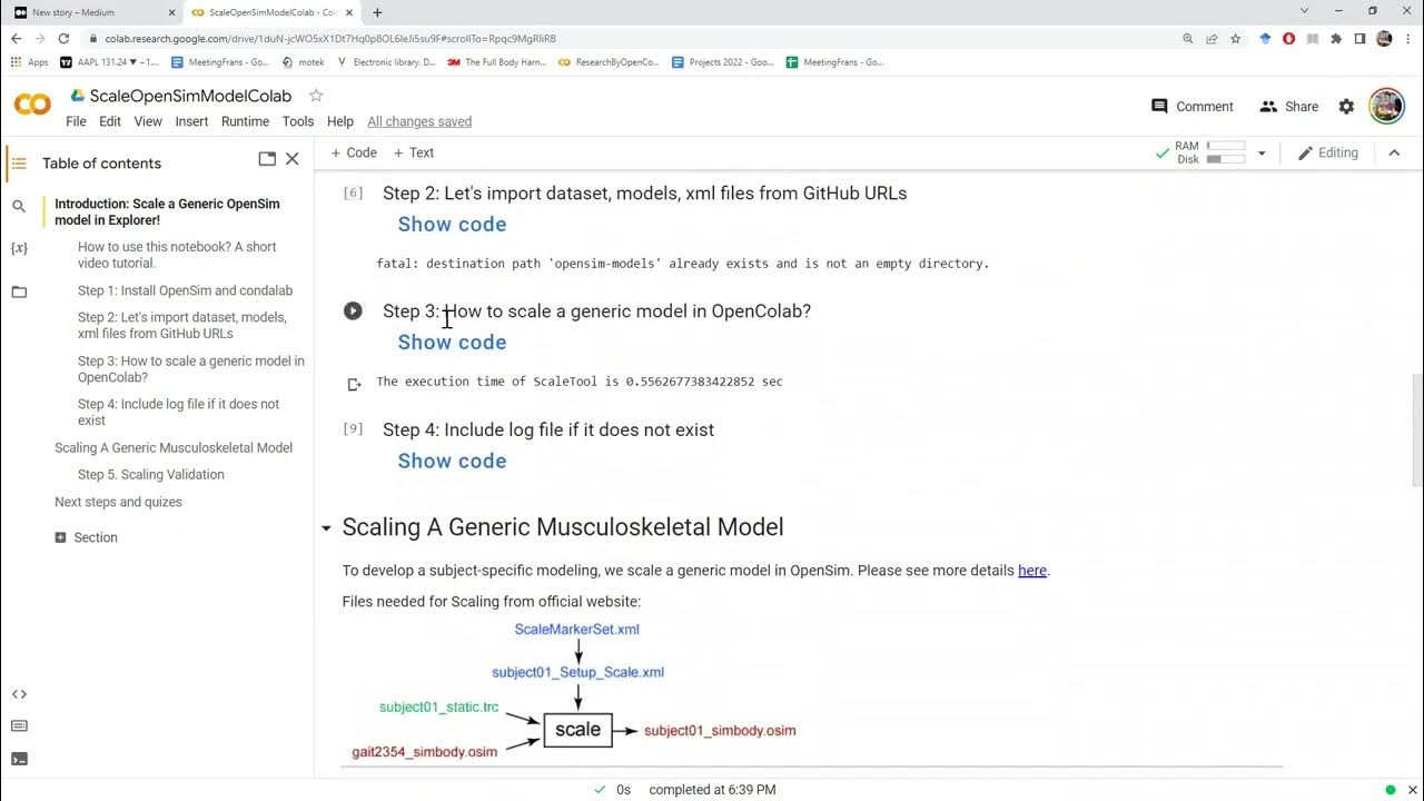 Scale a generic OpenSim model in OpenColab YouTube