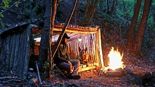 Bushcraft Shelter Camping with my Dog - Wilderness Survival, Forest Film, Camp Cooking, Asmr, Diy by Wargeh Bushcraft 405,655 views 1 year ago 19 minutes