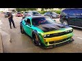 RAINBOW Hellcat BULLIED By Police for LOUD EXHAUST! - Coffee and Cars Houston September 2019