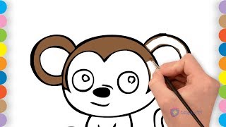 Monkey coloring page - How to draw for kids - Paint coloring pages