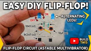 BC547 Flip Flop Circuit Using 2 Transistors | Easy LED Blinking Circuit (5V DIY)