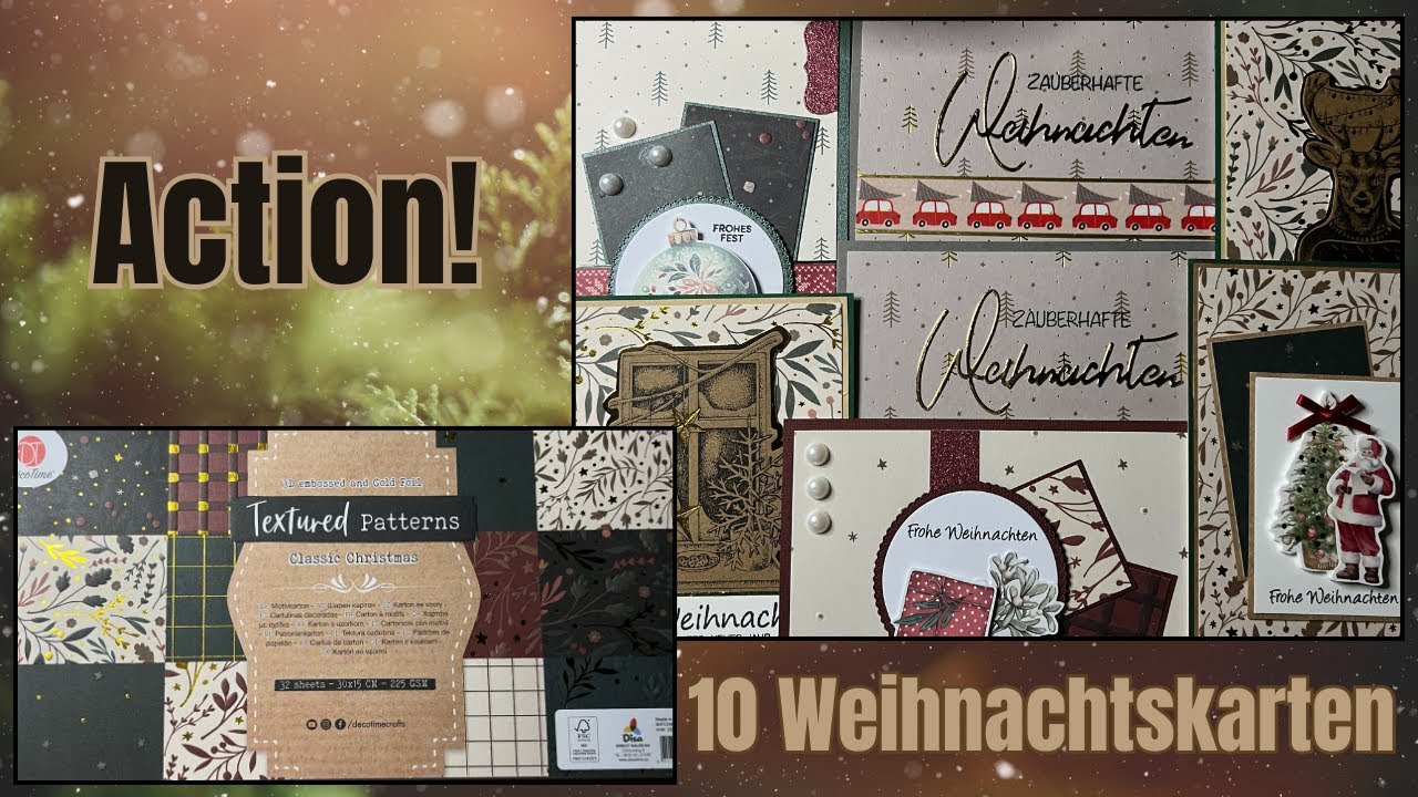 Action❣️ 10 Weihnachtskarten 🎄 - Textured Patterned Block - Déco Time