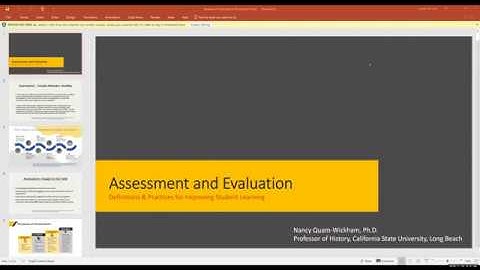 Assessment and Evaluation: Definitions & Practices for Improving Student Learning Webinar Recording