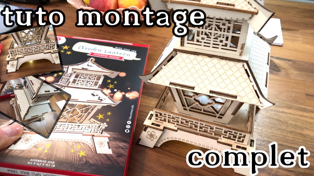 tuto Montage puzzle maquette 3d lanterne bois japonaise Wooden