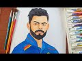 How to draw Virat Kohli with water colour 😱#art #drawing  #viratkohli 