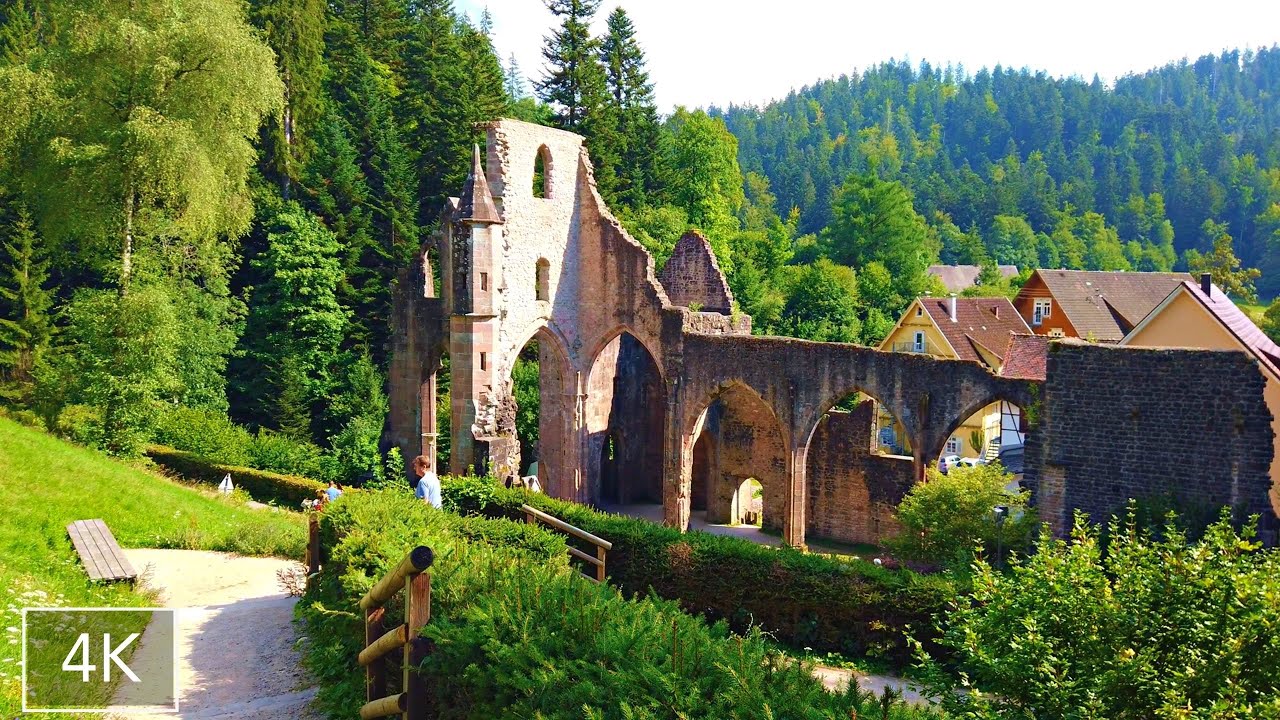 4K Walk Through Germany's Black Forest - Ancient Monastery Ruins ...