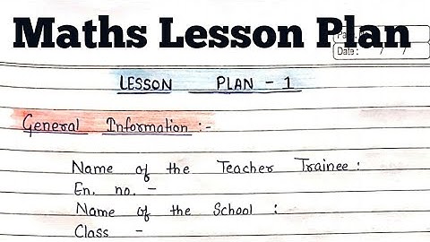 Mathematics Lesson Plan