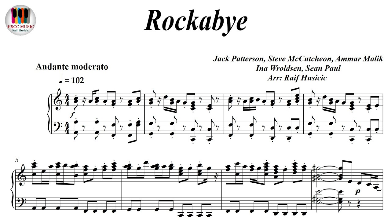 Rockabye - Clean Bandit  ft. Sean Paul & Anne-Marie, Piano Sheet Music, Piano Tutorial