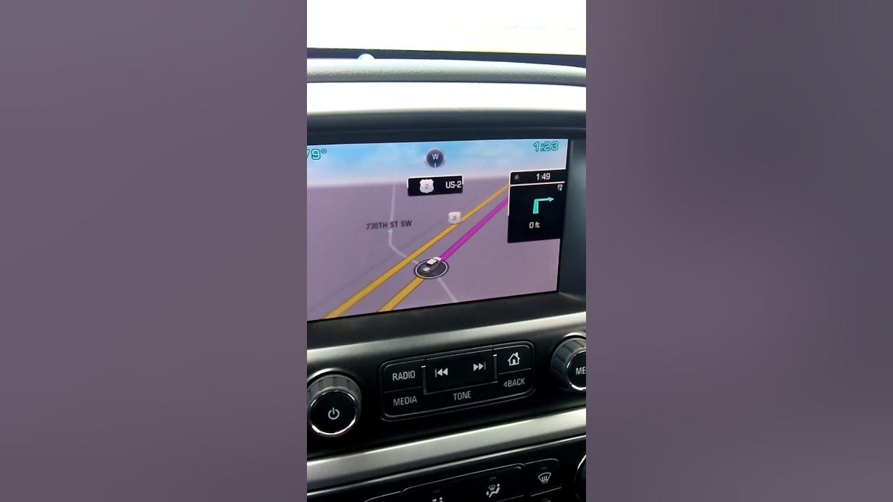 Chevy MyLink gps navigation system being used. No OnStar. YouTube