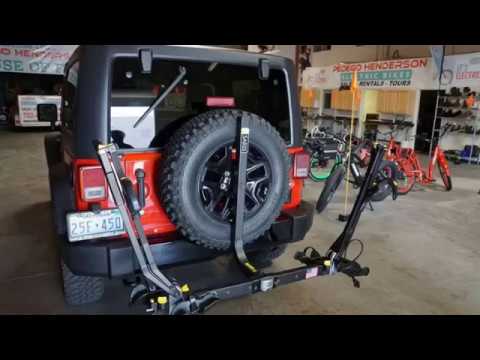 Saris Bike Rack Installed on Jeep for Pedego Electric Bike - YouTube