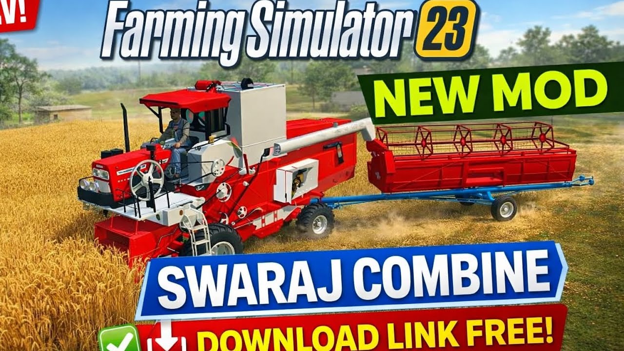 SWARAJ COMBINE NEW MOD DOWNLOADING NOW⬇️ || FARMING SIMULATOR 23 || 