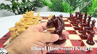Macedon Series Luxury Staunton 4.4 Boxwood and Bud Rosewood wood Chess set