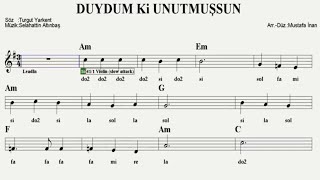 DUYDUM Kİ UNUTMUŞSUN--Em--:Guitar,Keyboard,Flute,Violin,Melodica,Ukulele,Recorder. Resimi