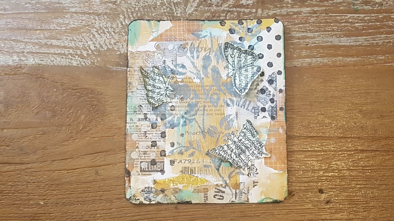 junk journal kaart met Gudrun s dobbelsteen challenge 
