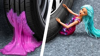 Crushing Crunchy And Soft Things By Car! Squishy, Floam, Slime, Bath Bombs And More