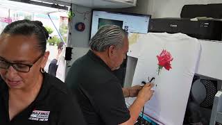 Airbrushing T-shirts at the state fair