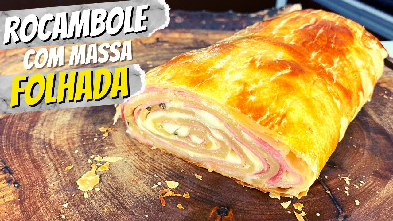 ROCAMBOLE DE PRESUNTO E QUEIJO COM MASSA FOLHADA | Receita Passo a Passo
