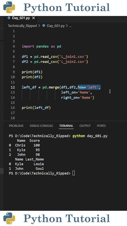 How To Left Join Pandas Dataframes | Python Tutorial - YouTube