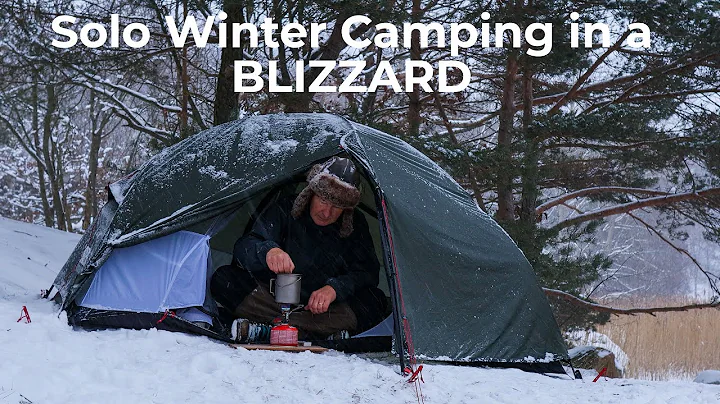 Solo Winter Camping in a Blizzard, Winter hiking w...