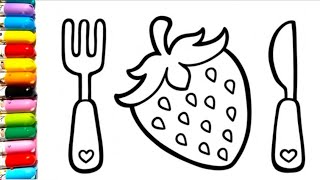 Cute Strawberry Drawing Painting Coloring For Kids and Toddlers - Kids Art
