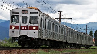 長野電鉄8500系8512F T2編成 210レ 普通(ワンマン) 長野行き 長野線 附属中学前～朝陽 区間