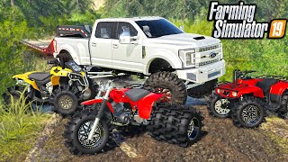 LIFTED ATV'S GOING MUDDING! (THREEWHEELER ON TRIPLES) | FARMING SIMULATOR 2019 screenshot 2