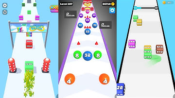 Jelly Run 2048 vs Number Ball vs 2048 Cube Run Challenge 3 in one Gameplay Run & Merge