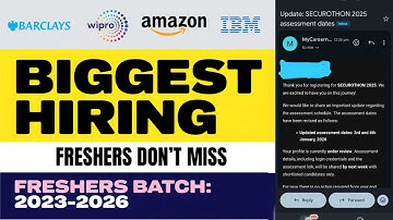 SECUROTHON Started Sending Assesment Emails | Barclays, Amazon, Wipro, IBM Jobs  Freshers Don