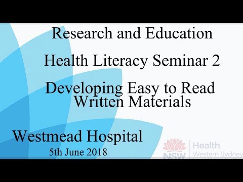 WSLHD REN Health Literacy Seminar 2