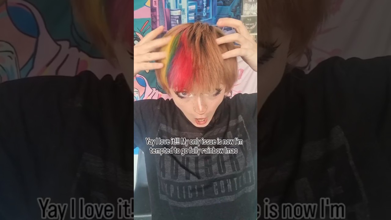 adding a rainbow streak to my hair!! 
