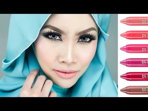 purple-&-silver-eyeshadow-_-and-6-color-swatches-of-lip-crayon