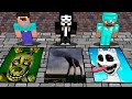 NOOB VS PRO - SCARY PITS DAY 17 VS WHITE CARTOON CAT VS FNAF BURNTRAP IN MINECRAFT!