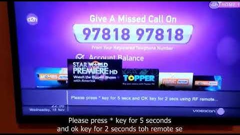 RF remote pairing for Videocon d2h